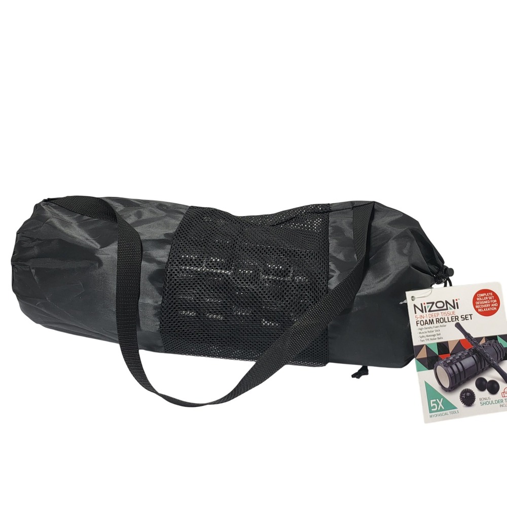 NiZoNi 5in1 Deep Tissue Foam Roller Set Muscle Stick Roller‎ Balls Tote